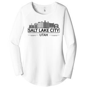 Salt Lake City Utah Cityscape Travel To Salt Lake City Women's Perfect Tri Tunic Long Sleeve Shirt