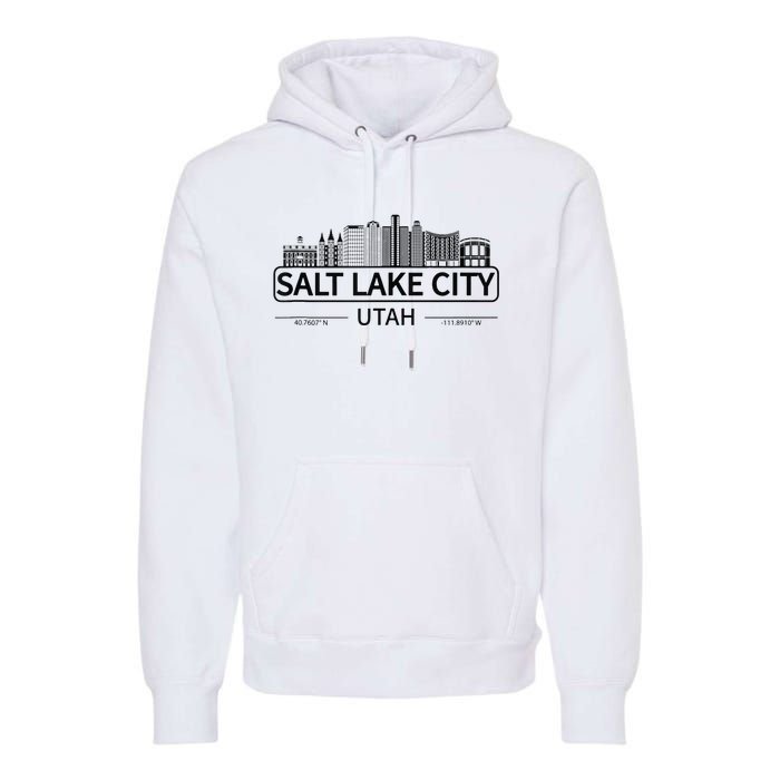 Salt Lake City Utah Cityscape Travel To Salt Lake City Premium Hoodie