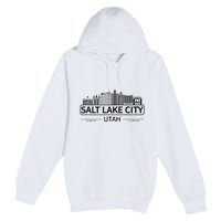 Salt Lake City Utah Cityscape Travel To Salt Lake City Premium Pullover Hoodie