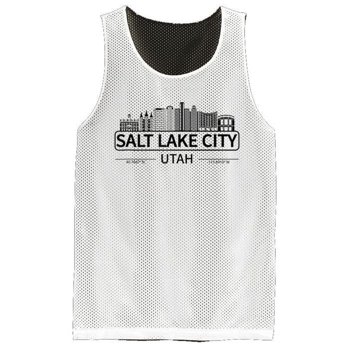 Salt Lake City Utah Cityscape Travel To Salt Lake City Mesh Reversible Basketball Jersey Tank