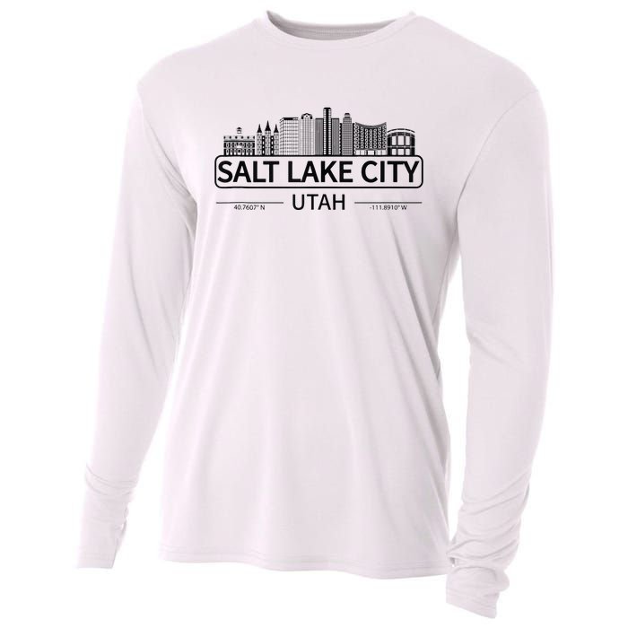 Salt Lake City Utah Cityscape Travel To Salt Lake City Cooling Performance Long Sleeve Crew