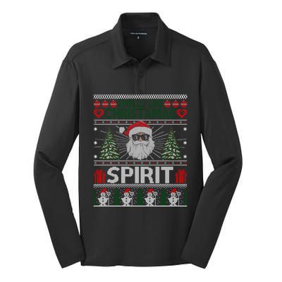 Smells Like Christmas Spirit Santa Claus Xmas Gift Silk Touch Performance Long Sleeve Polo