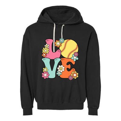 Softball Love Cute Softball Lover Women Teens Girl Garment-Dyed Fleece Hoodie