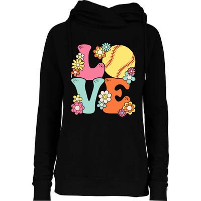 Softball Love Cute Softball Lover Women Teens Girl Womens Funnel Neck Pullover Hood