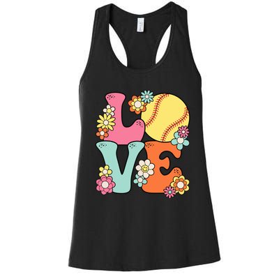 Softball Love Cute Softball Lover Women Teens Girl Women's Racerback Tank