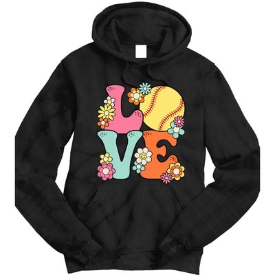 Softball Love Cute Softball Lover Women Teens Girl Tie Dye Hoodie