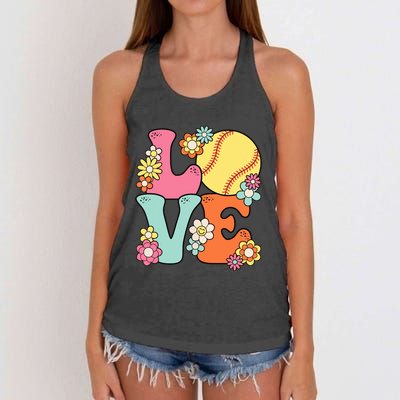 Softball Love Cute Softball Lover Women Teens Girl Women's Knotted Racerback Tank