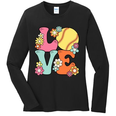 Softball Love Cute Softball Lover Women Teens Girl Ladies Long Sleeve Shirt