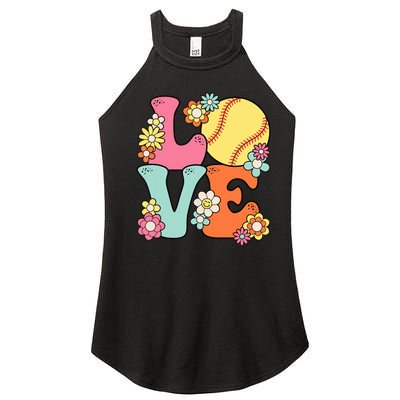 Softball Love Cute Softball Lover Women Teens Girl Women’s Perfect Tri Rocker Tank