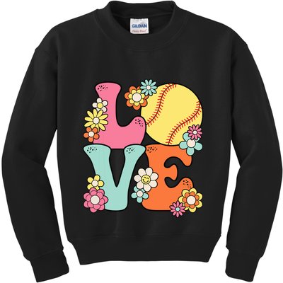 Softball Love Cute Softball Lover Women Teens Girl Kids Sweatshirt