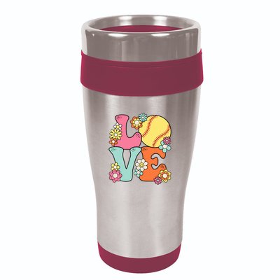 Softball Love Cute Softball Lover Women Teens Girl 16oz Travel Tumbler