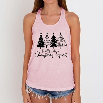 Smells Like Christmas Spirit Xmas Trees Spruce Funny Saying Gift Women's Knotted Racerback Tank