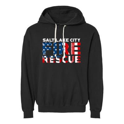 Salt Lake City Utah Fire Rescue Department Firefighters Duty Garment-Dyed Fleece Hoodie