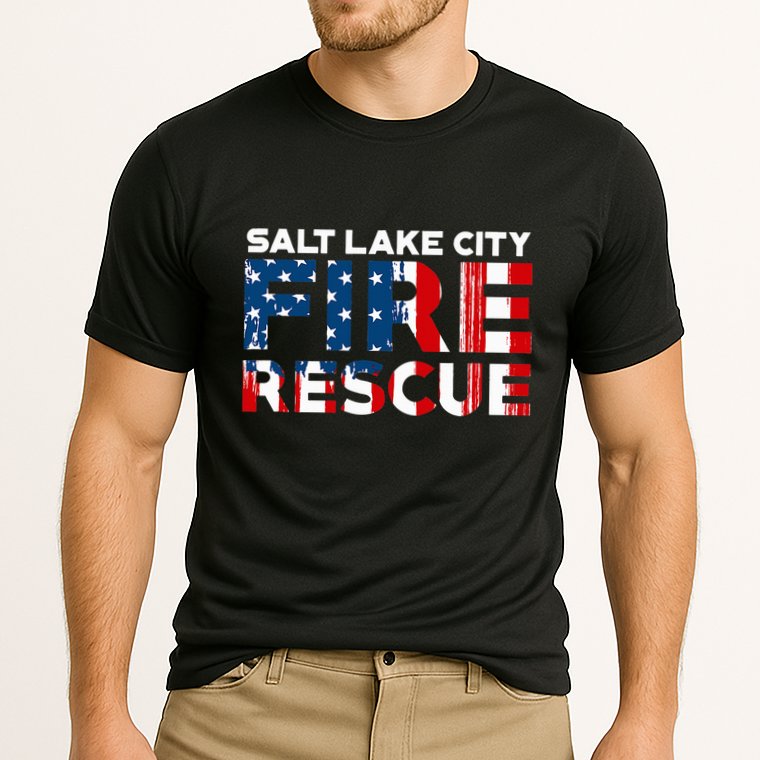 Salt Lake City Utah Fire Rescue Department Firefighters Duty Cooling Performance Crew T-Shirt