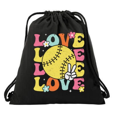 Softball Love Cute Softball Drawstring Bag