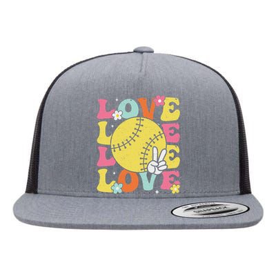 Softball Love Cute Softball Flat Bill Trucker Hat