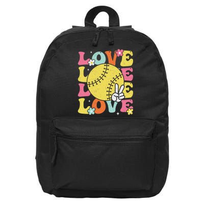 Softball Love Cute Softball 16 in Basic Backpack