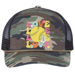 Softball Love Cute Softball Retro Rope Trucker Hat Cap