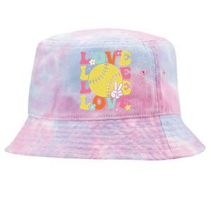 Softball Love Cute Softball Tie-Dyed Bucket Hat