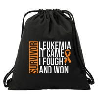 Survivor Leukemia Came Fought Won Leukemia Awareness Cancer Drawstring Bag