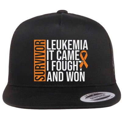 Survivor Leukemia Came Fought Won Leukemia Awareness Cancer Flat Bill Trucker Hat