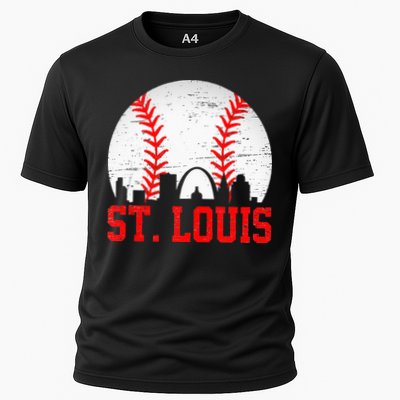 St Louis Cityscape Vintage Baseball Men Women Performance Shirt