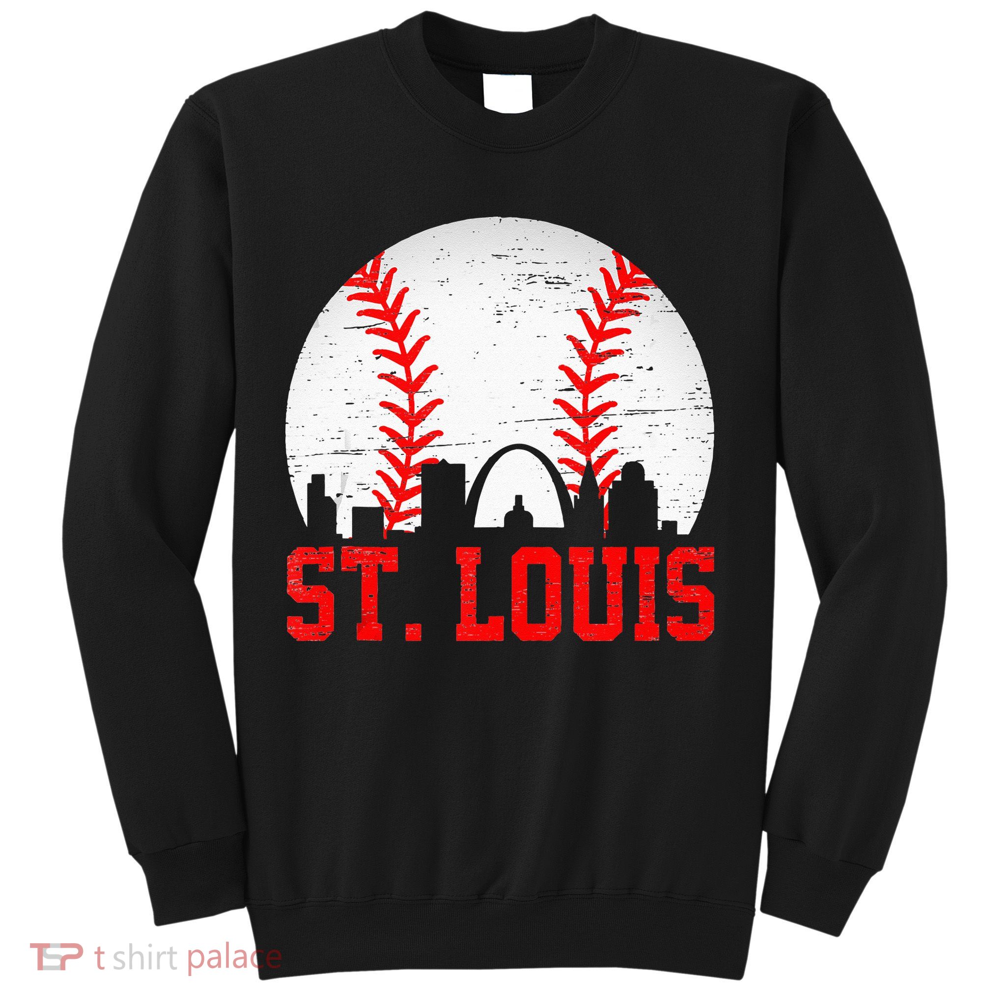 St Louis Cityscape Vintage Baseball Men Women Sweatshirt