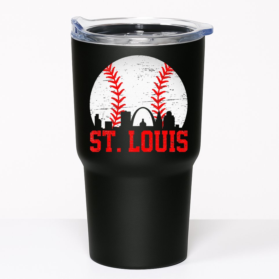 St Louis Cityscape Vintage Baseball Men Women Tumbler