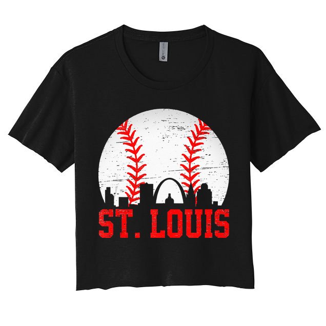 St Louis Cityscape Vintage Baseball Men Women Crop Top