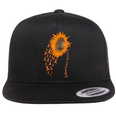 Sunflower Leukemia Cancer Awareness Flat Bill Trucker Hat