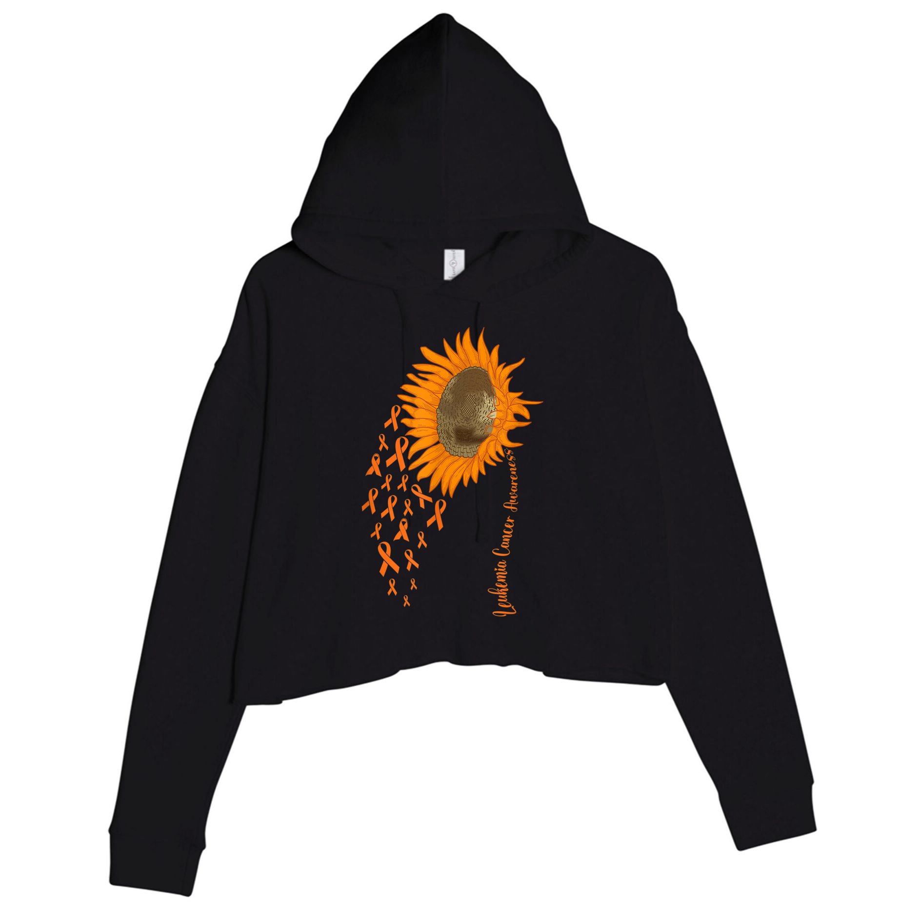 Sunflower Leukemia Cancer Awareness Crop Fleece Hoodie