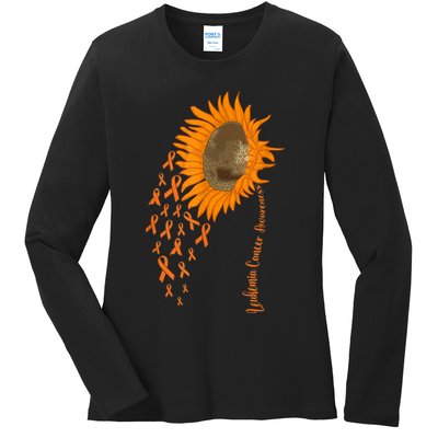 Sunflower Leukemia Cancer Awareness Ladies Long Sleeve Shirt