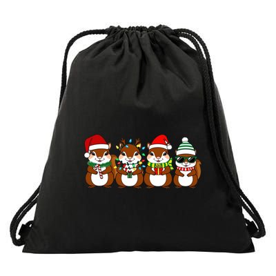 Squirrels Lover Christmas Santa Xmas Merry Ugly Funny Gift Drawstring Bag