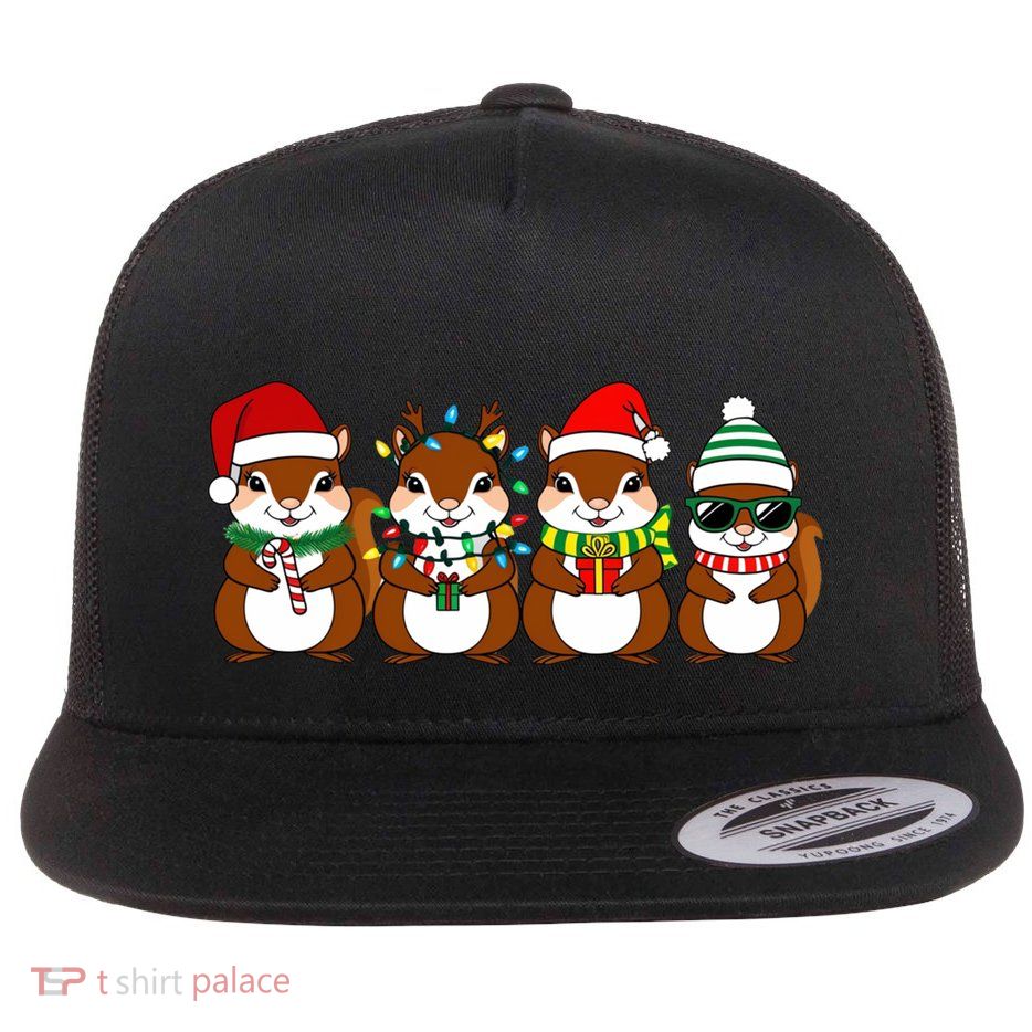 Squirrels Lover Christmas Santa Xmas Merry Ugly Funny Gift Flatbill Hat