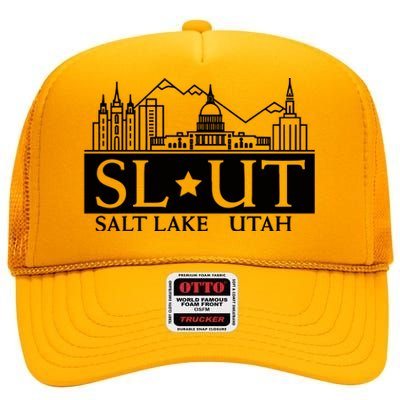 Salt Lake City Utah Ut Hometown Home State Pride High Crown Mesh Back Trucker Hat