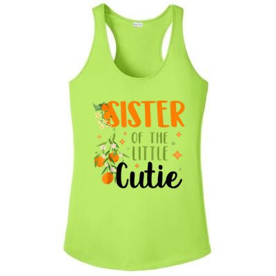 Sister Little Cutie Baby Shower Orange 1st Birthday Party Ladies PosiCharge Competitor Racerback Tank