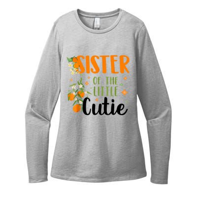 Sister Little Cutie Baby Shower Orange 1st Birthday Party Womens CVC Long Sleeve Shirt