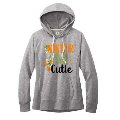 Sister Little Cutie Baby Shower Orange 1st Birthday Party Women's Fleece Hoodie