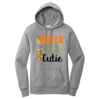 Sister Little Cutie Baby Shower Orange 1st Birthday Party Women's Pullover Hoodie