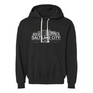 Salt Lake City Utah Skyline Travel To Salt Lake City Garment-Dyed Fleece Hoodie