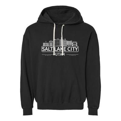 Salt Lake City Utah Skyline Travel To Salt Lake City Garment-Dyed Fleece Hoodie