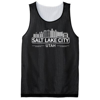 Salt Lake City Utah Skyline Travel To Salt Lake City Mesh Reversible Basketball Jersey Tank