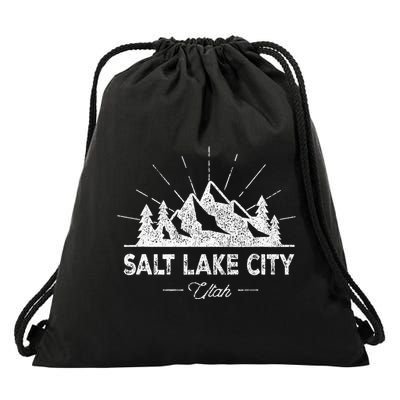Salt Lake City Utah Vintage Slc Ut Hiking Drawstring Bag