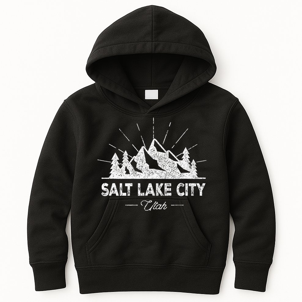 Salt Lake City Utah Vintage Slc Ut Hiking Kids Hoodie