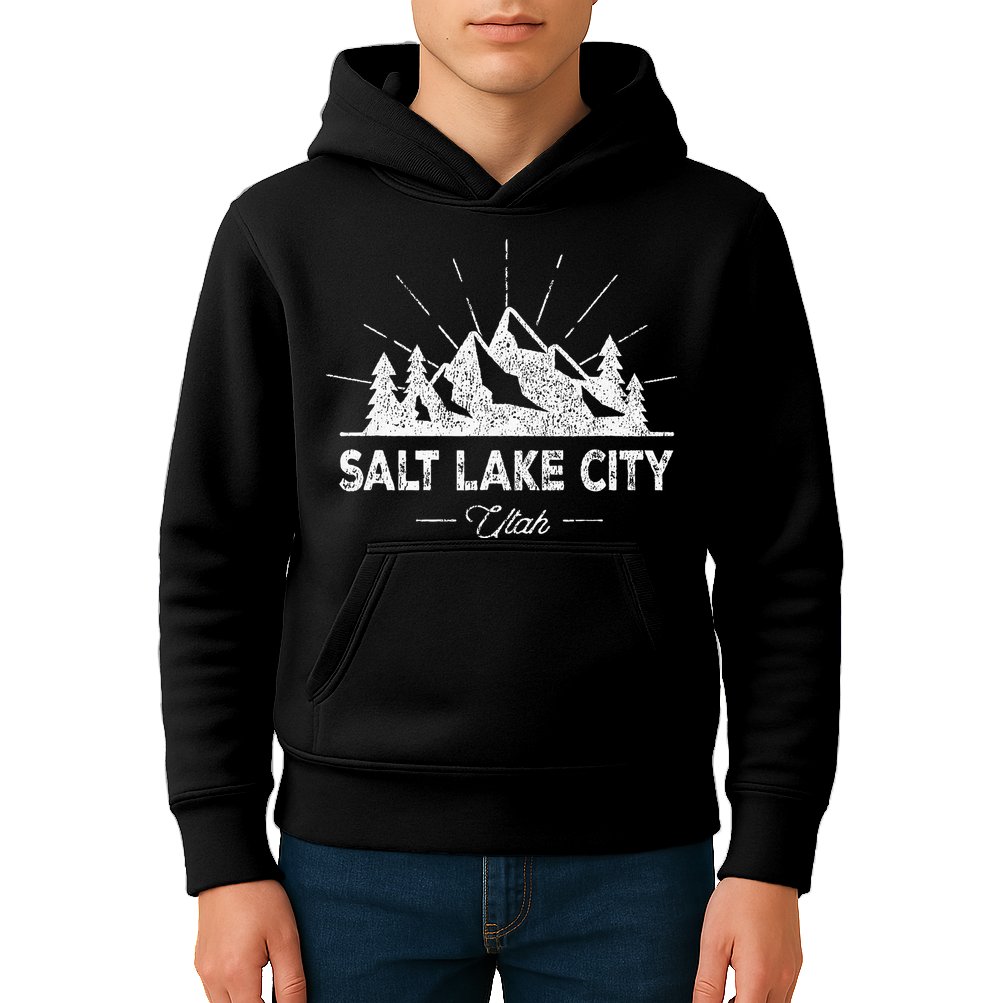 Salt Lake City Utah Vintage Slc Ut Hiking Kids Hoodie