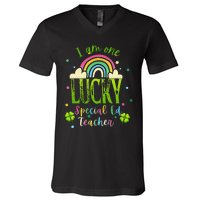 Shamrock Lucky Charmer Irish School Teacher St Patricks Day V-Neck T-Shirt