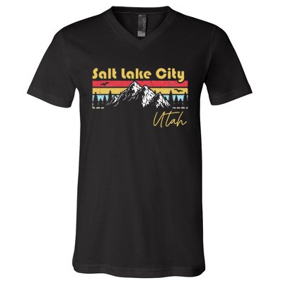 Salt Lake City Utah Roots Hometown Vintage Home State Pride V-Neck T-Shirt