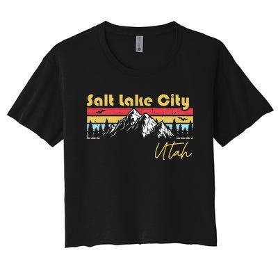 Salt Lake City Utah Roots Hometown Vintage Home State Pride Women's Crop Top Tee