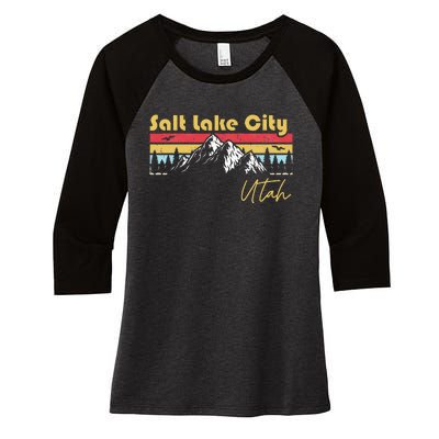 Salt Lake City Utah Roots Hometown Vintage Home State Pride Women's Tri-Blend 3/4-Sleeve Raglan Shirt