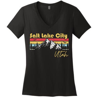 Salt Lake City Utah Roots Hometown Vintage Home State Pride Women's V-Neck T-Shirt